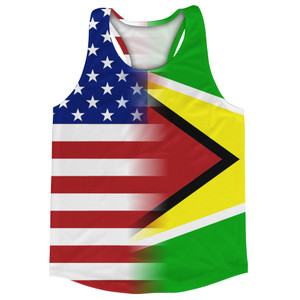 American Flag And Guyana Flag Combination Running Racerback Singlet Track Tank Top American Flag And Guyana Flag Combination Running Racerback Singlet Track Tank Top