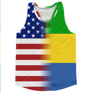 American Flag And Gabon Flag Combination Running Racerback Singlet Track Tank Top American Flag And Gabon Flag Combination Running Racerback Singlet Track Tank Top