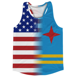 American Flag And Aruba Flag Combination Running Racerback Singlet Track Tank Top American Flag And Aruba Flag Combination Running Racerback Singlet Track Tank Top
