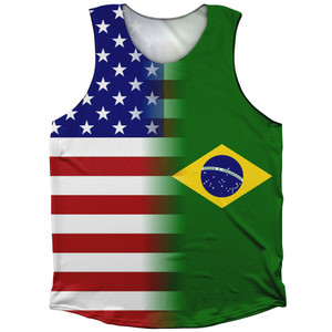 American Flag And Brazil Flag Combination Athletic Tank Top American Flag And Brazil Flag Combination Athletic Tank Top