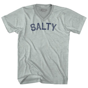 Salty Adult Tri-Blend V-neck T-shirt - Athletic Cool Grey