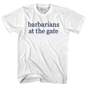 Barbarians at the Gate Rage Font Womens Cotton Junior Cut T-Shirt - White Barbarians at the Gate Rage Font Womens Cotton Junior Cut T-Shirt - White