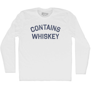 Contains Whiskey Adult Cotton Long Sleeve T-shirt - White