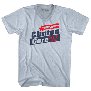 Clinton Gore 92 Election Adult Tri-Blend V-neck T-shirt - Athletic White Clinton Gore 92 Election Adult Tri-Blend V-neck T-shirt - Athletic White