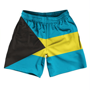 Bahamas Flag Athletic Running Fitness Exercise Shorts 7" Inseam Shorts Made In USA - Aqua Bahamas Flag Athletic Running Fitness Exercise Shorts 7" Inseam Shorts Made In USA - Aqua