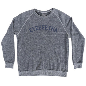Eyebeetha Ibiza Pronunciation Adult Tri-Blend Sweatshirt - Athletic Grey Eyebeetha Ibiza Pronunciation Adult Tri-Blend Sweatshirt - Athletic Grey