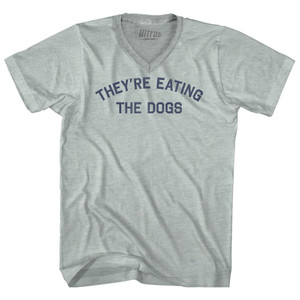 They're Eating The Dogs Adult Tri-Blend V-neck T-shirt - Athletic Cool Grey They're Eating The Dogs Adult Tri-Blend V-neck T-shirt - Athletic Cool Grey