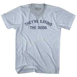 They're Eating The Dogs Adult Tri-Blend V-neck T-shirt - Athletic White They're Eating The Dogs Adult Tri-Blend V-neck T-shirt - Athletic White