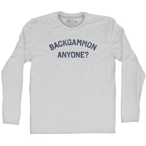 Backgammon Anyone Adult Cotton Long Sleeve T-shirt - Grey Heather