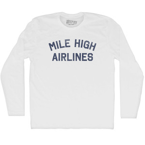Mile High Airlines Adult Cotton Long Sleeve T-shirt - White
