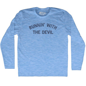 Runnin' With The Devil Adult Tri-Blend Long Sleeve T-shirt - Athletic Blue Runnin' With The Devil Adult Tri-Blend Long Sleeve T-shirt - Athletic Blue