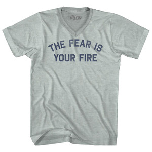 The Fear Is Your Fire Adult Tri-Blend V-neck T-shirt - Athletic Cool Grey The Fear Is Your Fire Adult Tri-Blend V-neck T-shirt - Athletic Cool Grey
