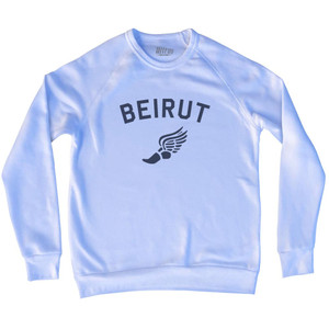 Beirut Running Track Winged Foot Adult Tri-Blend Sweatshirt - White Beirut Running Track Winged Foot Adult Tri-Blend Sweatshirt - White