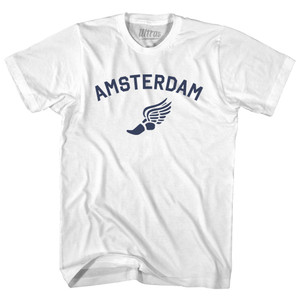 Amsterdam Running Track Winged Foot Womens Cotton Junior Cut T-Shirt - White Amsterdam Running Track Winged Foot Womens Cotton Junior Cut T-Shirt - White