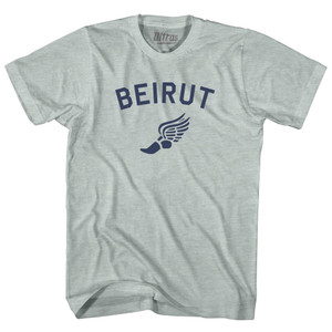 Beirut Running Track Winged Foot Adult Tri-Blend T-shirt - Athletic Cool Grey Beirut Running Track Winged Foot Adult Tri-Blend T-shirt - Athletic Cool Grey