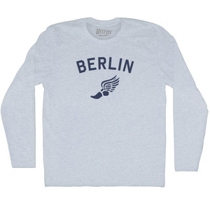 Berlin Running Track Winged Foot Adult Tri-Blend Long Sleeve T-shirt - Athletic White