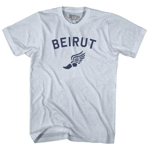 Beirut Running Track Winged Foot Adult Tri-Blend T-shirt - Athletic White