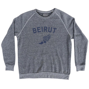 Beirut Running Track Winged Foot Adult Tri-Blend Sweatshirt - Athletic Grey Beirut Running Track Winged Foot Adult Tri-Blend Sweatshirt - Athletic Grey