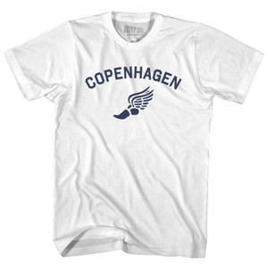 Copenhagen Running Track Winged Foot Adult Cotton T-shirt - White Copenhagen Running Track Winged Foot Adult Cotton T-shirt - White
