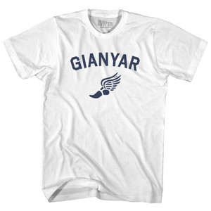 Gianyar Running Track Winged Foot Womens Cotton Junior Cut T-Shirt - White Gianyar Running Track Winged Foot Womens Cotton Junior Cut T-Shirt - White