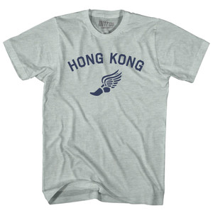 Hong Kong Running Track Winged Foot Adult Tri-Blend T-shirt - Athletic Cool Grey Hong Kong Running Track Winged Foot Adult Tri-Blend T-shirt - Athletic Cool Grey