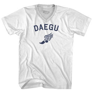 Daegu Running Track Winged Foot Adult Tri-Blend V-neck T-shirt - White Daegu Running Track Winged Foot Adult Tri-Blend V-neck T-shirt - White