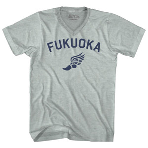 Fukuoka Running Track Winged Foot Adult Tri-Blend V-neck T-shirt - Athletic Cool Grey Fukuoka Running Track Winged Foot Adult Tri-Blend V-neck T-shirt - Athletic Cool Grey