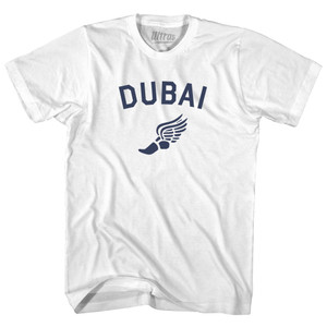 Dubai Running Track Winged Foot Adult Cotton T-shirt - White Dubai Running Track Winged Foot Adult Cotton T-shirt - White
