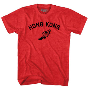Hong Kong Running Track Winged Foot Adult Tri-Blend T-shirt - Athletic Red Hong Kong Running Track Winged Foot Adult Tri-Blend T-shirt - Athletic Red