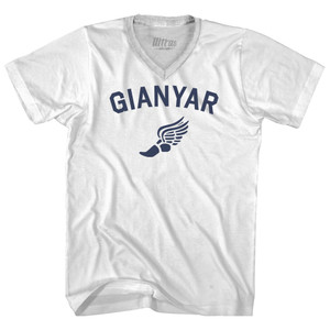 Gianyar Running Track Winged Foot Adult Tri-Blend V-neck T-shirt - White Gianyar Running Track Winged Foot Adult Tri-Blend V-neck T-shirt - White