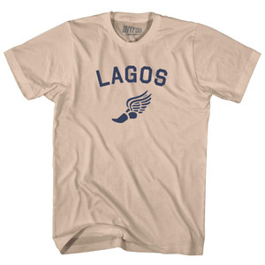 Lagos Running Track Winged Foot Adult Cotton T-shirt - Creme