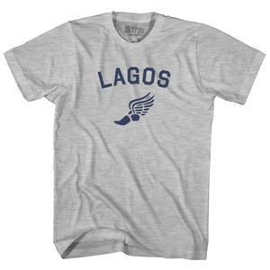 Lagos Running Track Winged Foot Adult Cotton T-shirt - Grey Heather Lagos Running Track Winged Foot Adult Cotton T-shirt - Grey Heather
