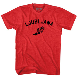 Ljubljana Running Track Winged Foot Adult Tri-Blend T-shirt - Athletic Red Ljubljana Running Track Winged Foot Adult Tri-Blend T-shirt - Athletic Red