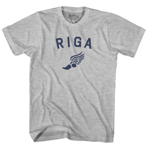 Riga Running Track Winged Foot Youth Cotton T-shirt - Grey Heather Riga Running Track Winged Foot Youth Cotton T-shirt - Grey Heather