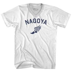 Nagoya Running Track Winged Foot Adult Tri-Blend V-neck T-shirt - White Nagoya Running Track Winged Foot Adult Tri-Blend V-neck T-shirt - White