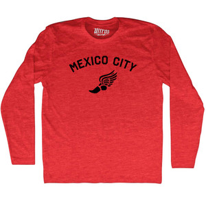 Mexico City Running Track Winged Foot Adult Tri-Blend Long Sleeve T-shirt - Athletic Red Mexico City Running Track Winged Foot Adult Tri-Blend Long Sleeve T-shirt - Athletic Red