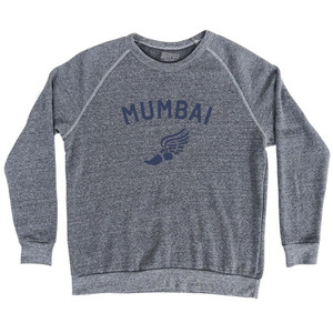 Mumbai Running Track Winged Foot Adult Tri-Blend Sweatshirt - Athletic Grey Mumbai Running Track Winged Foot Adult Tri-Blend Sweatshirt - Athletic Grey