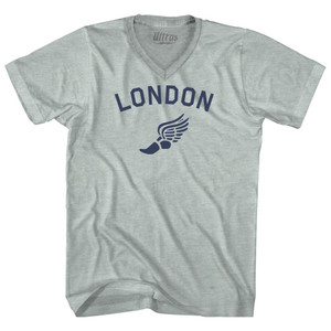 London Running Track Winged Foot Adult Tri-Blend V-neck T-shirt - Athletic Cool Grey London Running Track Winged Foot Adult Tri-Blend V-neck T-shirt - Athletic Cool Grey