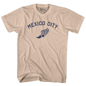 Mexico City Running Track Winged Foot Adult Cotton T-shirt - Creme Mexico City Running Track Winged Foot Adult Cotton T-shirt - Creme