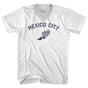 Mexico City Running Track Winged Foot Adult Tri-Blend V-neck T-shirt - White Mexico City Running Track Winged Foot Adult Tri-Blend V-neck T-shirt - White