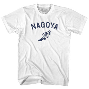 Nagoya Running Track Winged Foot Womens Cotton Junior Cut T-Shirt - White Nagoya Running Track Winged Foot Womens Cotton Junior Cut T-Shirt - White