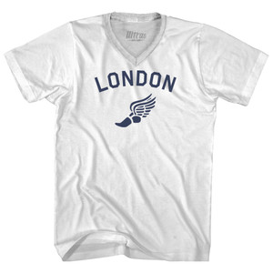 London Running Track Winged Foot Adult Tri-Blend V-neck T-shirt - White London Running Track Winged Foot Adult Tri-Blend V-neck T-shirt - White