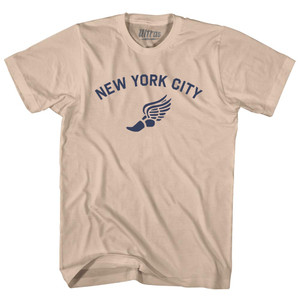 New York City Running Track Winged Foot Adult Cotton T-shirt - Creme