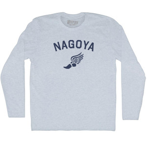 Nagoya Running Track Winged Foot Adult Tri-Blend Long Sleeve T-shirt - Athletic White Nagoya Running Track Winged Foot Adult Tri-Blend Long Sleeve T-shirt - Athletic White