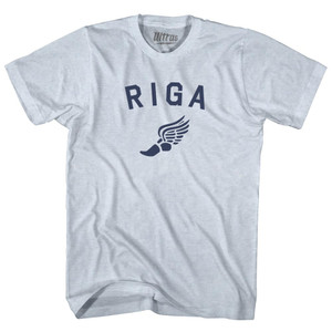 Riga Running Track Winged Foot Adult Tri-Blend T-shirt - Athletic White