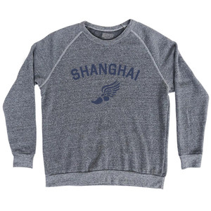 Shanghai Running Track Winged Foot Adult Tri-Blend Sweatshirt - Athletic Grey Shanghai Running Track Winged Foot Adult Tri-Blend Sweatshirt - Athletic Grey