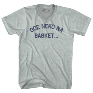 Oce neko na basket Adult Tri-Blend V-neck T-shirt - Athletic Cool Grey Oce neko na basket Adult Tri-Blend V-neck T-shirt - Athletic Cool Grey