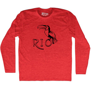 Rio Toucan Travel Adult Tri-Blend Long Sleeve T-Shirt - Athletic Red Rio Toucan Travel Adult Tri-Blend Long Sleeve T-Shirt - Athletic Red