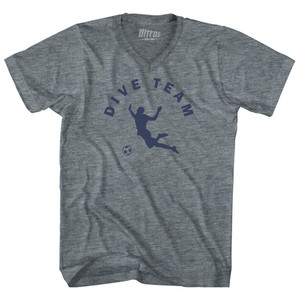Dive Team Soccer Tri-Blend V-Neck Womens Junior Cut T-Shirt - Athletic Grey Dive Team Soccer Tri-Blend V-Neck Womens Junior Cut T-Shirt - Athletic Grey