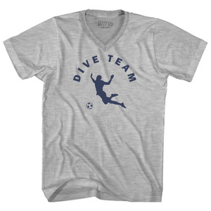 Dive Team Soccer Adult Cotton V-Neck T-Shirt - Grey Heather